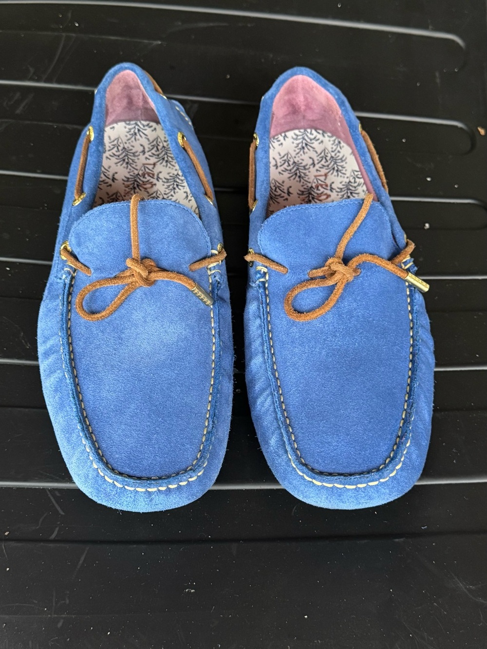 Ted Baker London Blue Suede Driving Loafers with Brown Laces - Picture 2 of 7